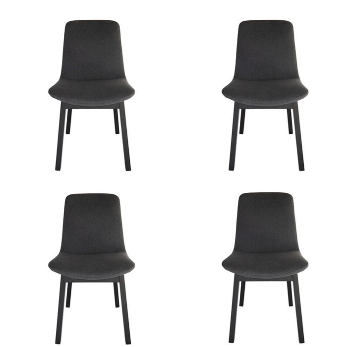Pack of 4 | Cozy Upholstered Dining Chair | Black Legs - Dark Grey Fabric