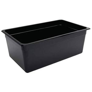 Vogue Gastronorm Pan Polycarbonate Black Gn 1/1 200mm Commercial Kitchen Food Storage