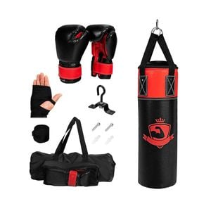 Costway  Kids Punching Bag Filled Boxing Bag Set Hanging Punch Bag W/gloves Black
