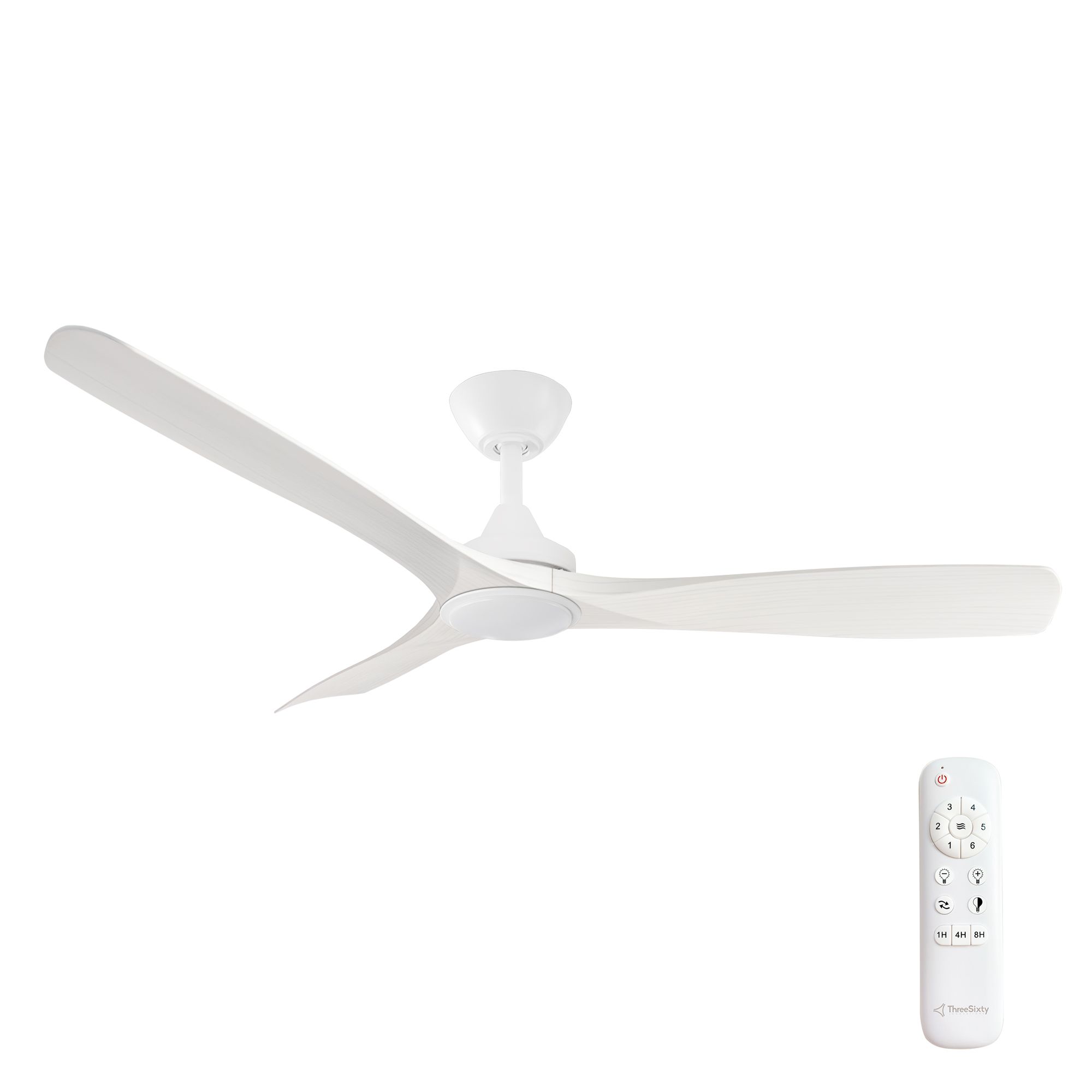 Threesixty 132cm White Motor Whitewash 3 Blade With Light Ceiling Fan product image