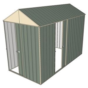 Build-a-Shed 1.5 x 3.0 x 2.3m Front Gable Dual Single Sliding Door Narrow Shed - Green