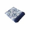 Floral Printed Premium 60% Cotton 40% Linen Table Cloth With Navy Lace Edging 140 X 220 Cm / 6 Seater