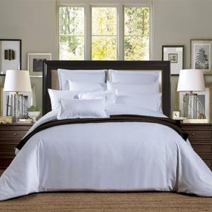 CottonMore 100% Cotton 650TC Sateen Square Jacquard Quilt Cover Set - King