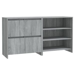 vidaXL Sideboard 2 Piece Grey Sonoma Composite Wood Storage Console Cabinet