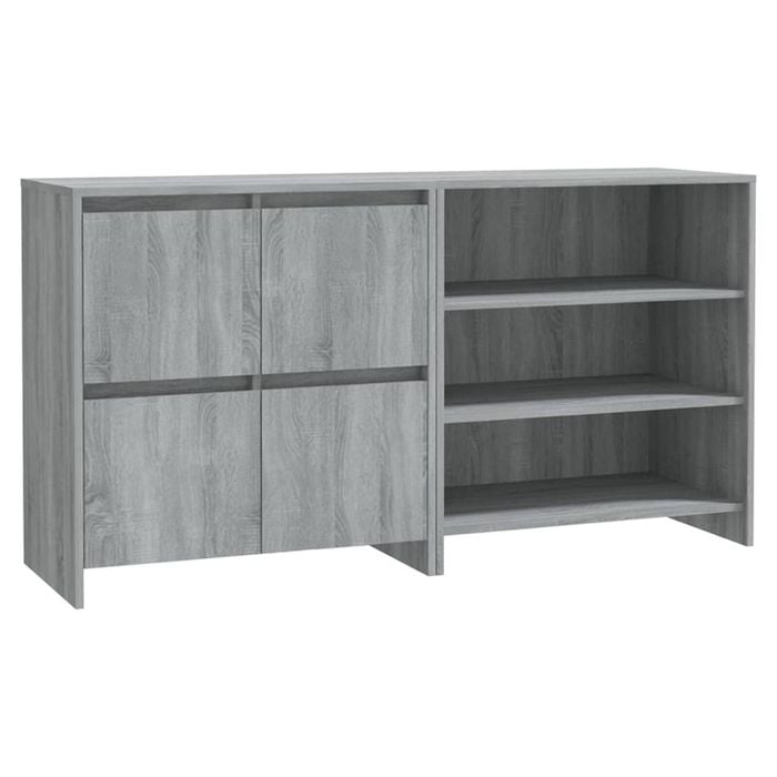 vidaXL Sideboard 2 Piece Grey Sonoma Composite Wood Storage Console Cabinet