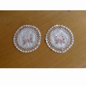 Set of 2 Embroidered Doilies 20 cm Diameter  Floral 10