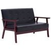 vidaXL 2-Seater Sofa Black Faux Leather Chair Home Couch Seat Lounge Armchairs