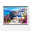 Buildings of Oia Town & Flowers  Print 100% Australian Made 90x60cm  (Poster)