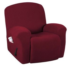 Smarcute Recliner Cover 1 Piece Jacquard Stretch Fabric Slip Resistant Sofa Cover Burgundy