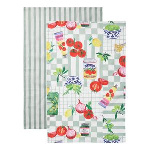 Porto Valentina Set of 2 Tea Towels 45x70cm Sage