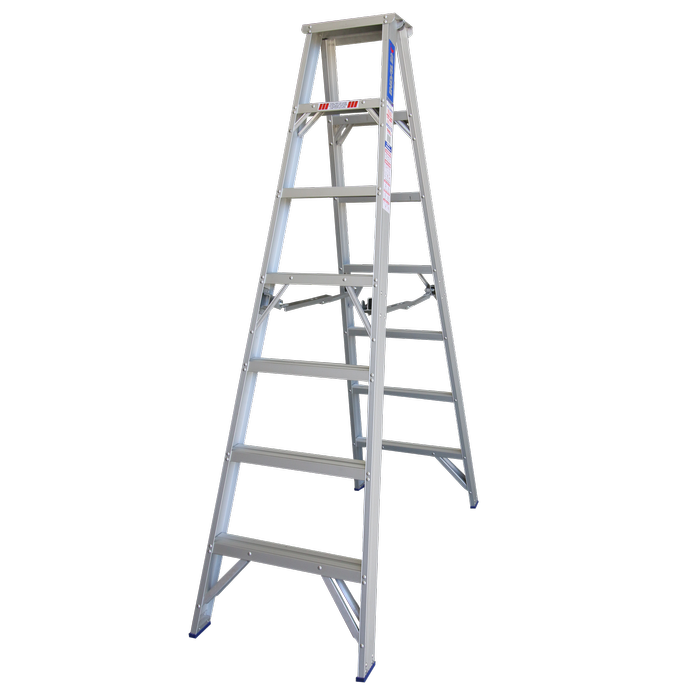 Indalex 2.1m 180kg Pro Series Industrial Aluminium Double Sided Step Ladder