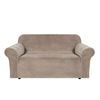 Smarcute 2 Seater Velvet Sofa Cover Non Slip Elastic Stretch Thick Plush Fabric Taupe