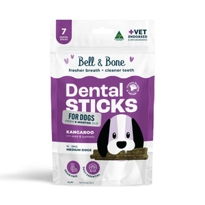 Bell and Bone Dental Sticks - Kangaroo and Turmeric flavour for dogs - Medium
