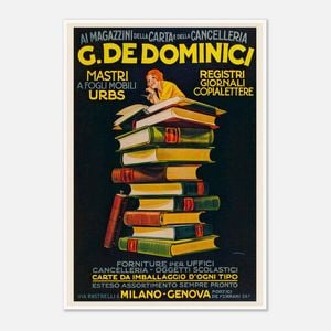Galrie Charming Vintage Advertising Poster by G. De Dominici Books Perfect for Home, Poster Only, A0 84 x 119cm (33 X 47inch)