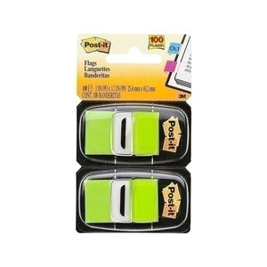 Post-It 2-Pack 25x43mm Flags (Box of 6) (Bright Green)