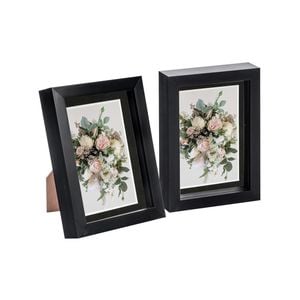 Nicola Spring 2 Piece 5 X 7" 3d Shadow Box Photo Frame Set - Craft Display Picture Frame With 4 X 6" Mount - Black