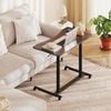 Costway Mobile Standing Desk Adjustable Computer Workstation Bedside Laptop Table Brown