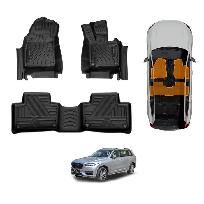 3d Floor Mats For Volvo Xc90 2015-onwards Heavy Duty All Weather Car Carpet Liner Set Accessories