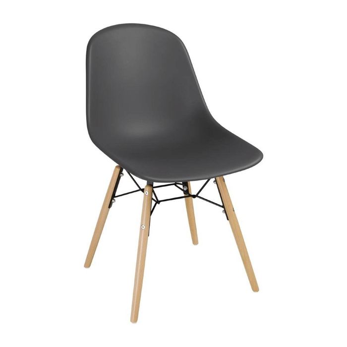 Bolero Arlo Moulded Side Chair Charcoal Spindle Legs 2 Pack