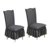 SOGA 2X Dark Grey Chair Cover with Ruffle Skirt