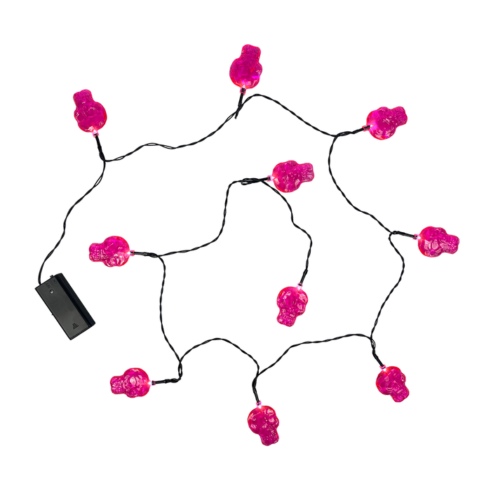 Galah Halloween 10 LED Pink Skull String Lights
