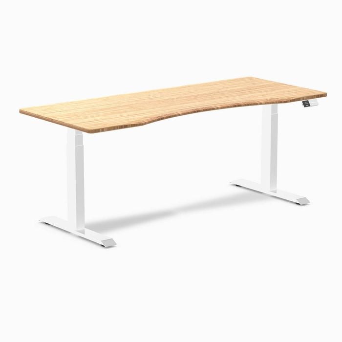Desky Dual Sit To Stand Ergo Edge Bamboo Desk 1800x750mm White