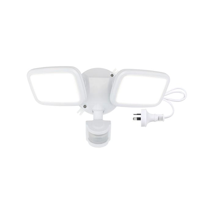 Brilliant 20W White Kratos LED DIY Twin Security Light With Motion Sensor