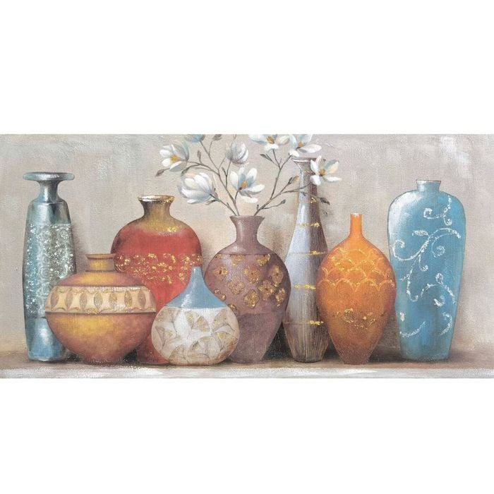 P&P Multicolour Vases Hand Painting Canvas For Stylish Decorative Home Interior