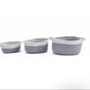 Yarra Textiles 3 PCS Cotton oval storage basket Skyy 30cm,25cm,20cm Grey-white