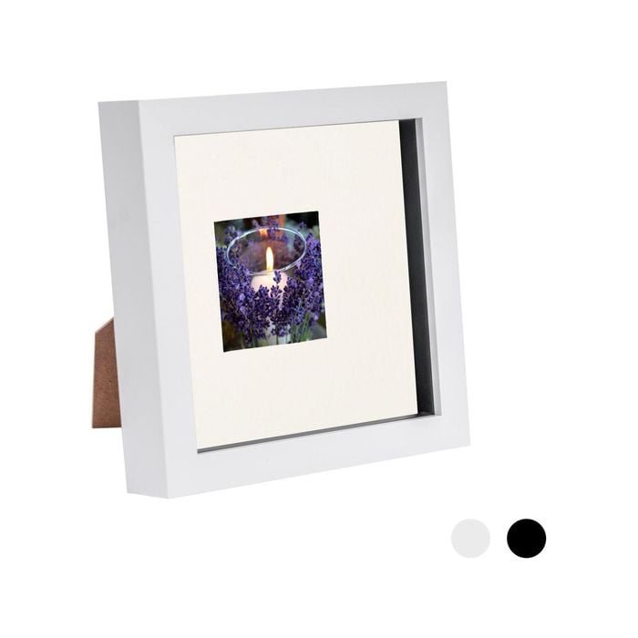 Nicola Spring 6 X 6 3d Shadow Box Photo Frame - Craft Display Picture Frame With 2 X 2 Mount - Glass Aperture - White