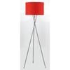 Telbix Denise Contemporary Standing Floor Lamp Light Metal Fabric Chrome Red