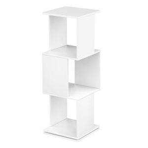 Advwin 3-Tier Rotating Bookshelf 360 Swivel Display Rack Corner Bookcase Cabinet White