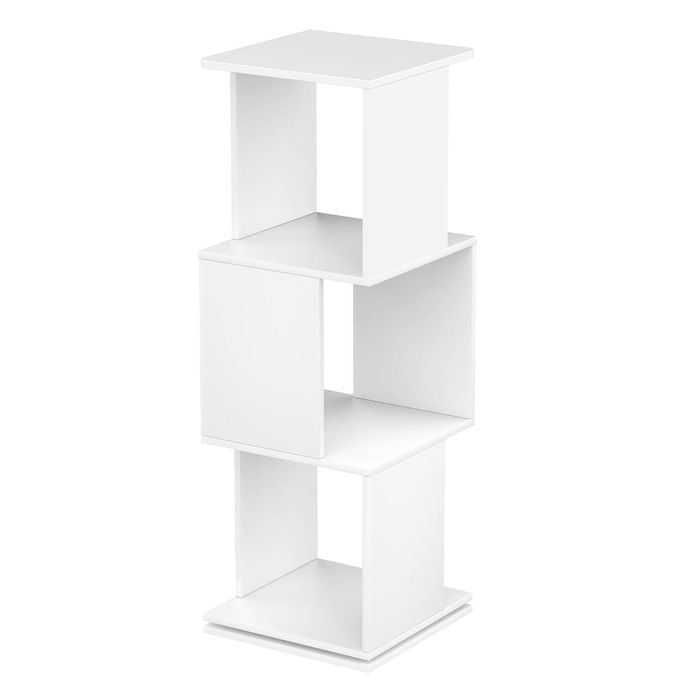 Advwin 3-Tier Rotating Bookshelf 360 Swivel Display Rack Corner Bookcase Cabinet White