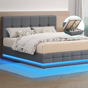 Alfordson Bed Frame Gas Lift Rgb Led Double