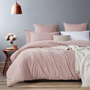 Gioia Casa Vintage Washed Cotton Queen Bed Quilt Cover Set - Pink