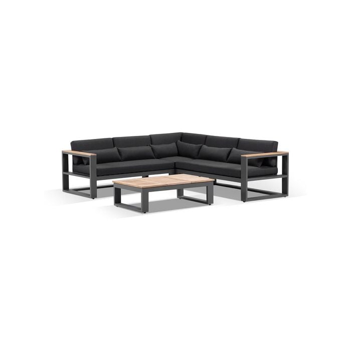 Balmoral Package A Outdoor Aluminium And Teak Lounge Setting With Coffee Table - Charcoal
