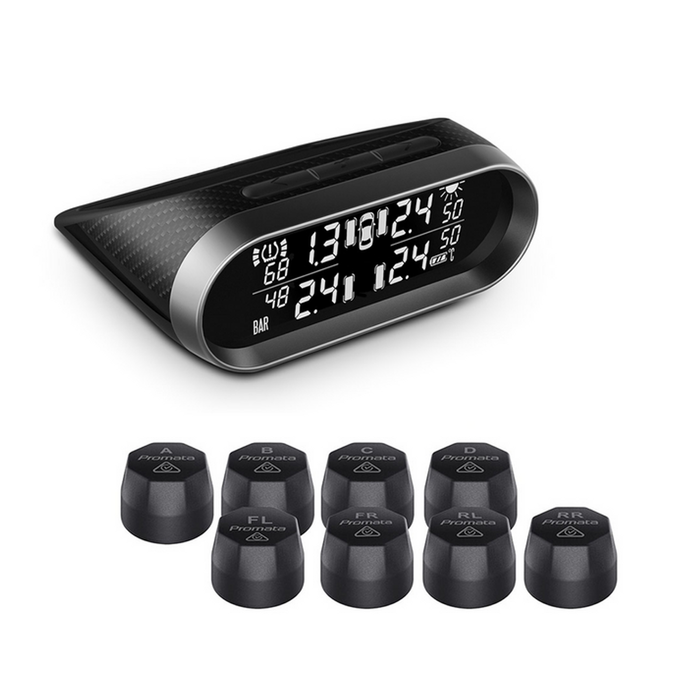 Promata Mata 2 Solar Tyre Pressure Monitor With Carbon Fiber Finish - 8 External Sensors