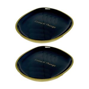 2PK SS Collective Keys N Things Trinket Dish Home Decor Black & Gold