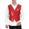 S Sequin Vest Waistcoat Disco Sparkle Costume Dance Party One Size Red