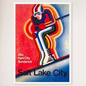 Galrie Vintage Ski Poster of Salt Lake City Utah Classic American Art Décor, White Frame, A0 84 x 119cm (33 x 47inch)