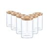 Argon Tableware 6 Piece Glass Jar With Wooden Lid Storage Set - Round Scandinavian Style Airtight Canister - 1 Litre