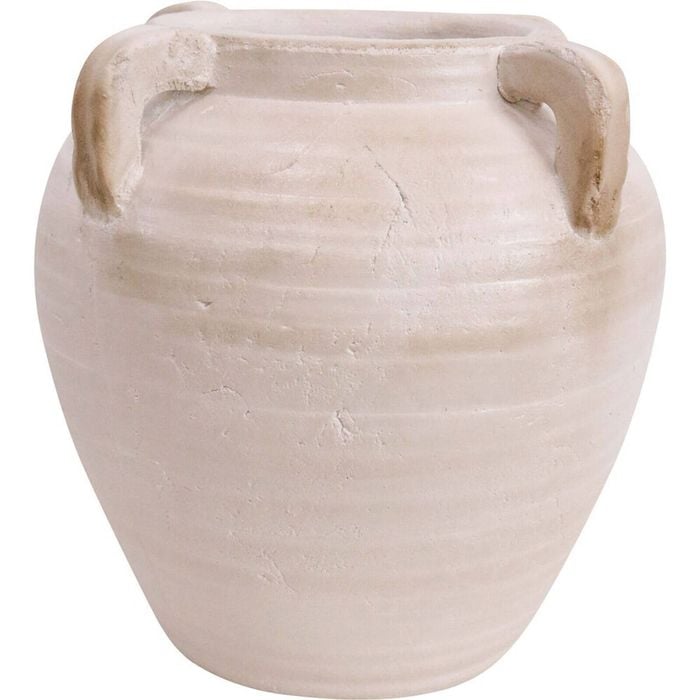 LVD Cement Urn Vase Home/Room Minimalist Tabletop Decor 21.5cm Beige Latsi