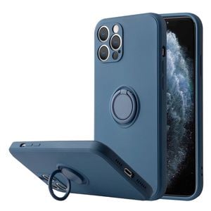 Ring Stand Case Shockproof Magnet Silicone Cover - For Apple iPhone 13 Mini (Blue)