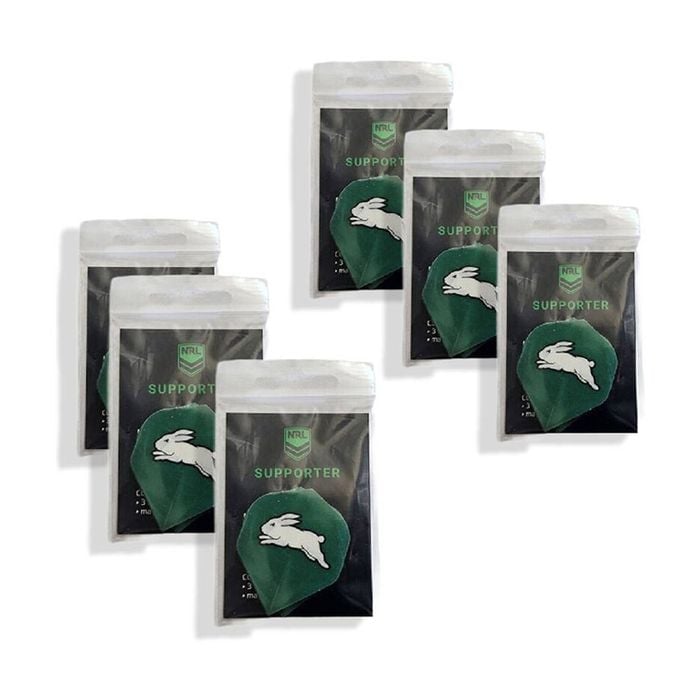 6x 3pc NRL Dart Flights Rabbitohs South Sydney Team Metronic Pack England Made