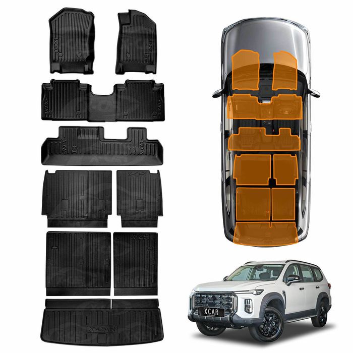 3d Floor Mats Boot Liners Set For Ldv D90 2025-onwards All Weather Heavy Duty Kick Back Seat Protector Cover 3 Pcs Trunk Cargo