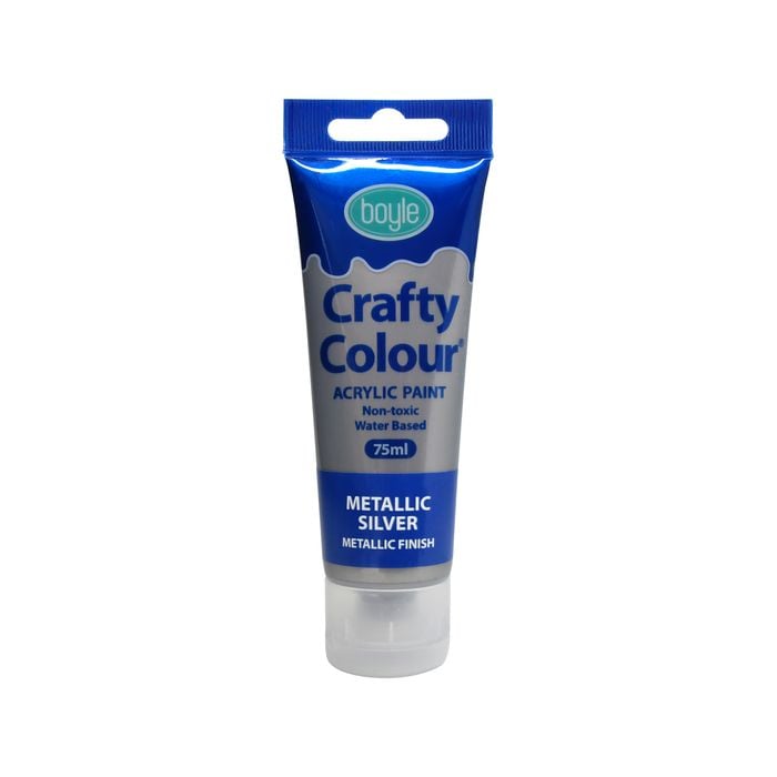 Boyle 75ml Metallic Silver Crafty Colour Acrylic Paint