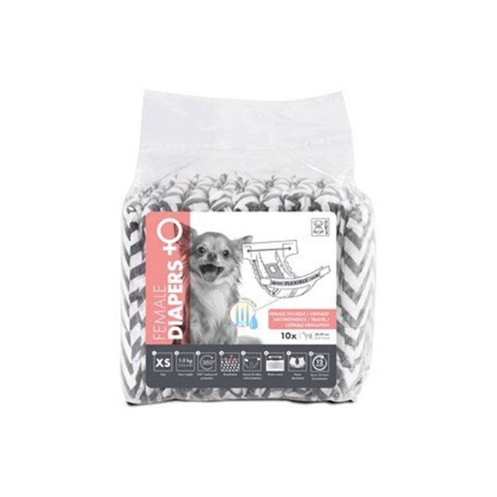 10pc M-Pets Female Dog/Puppy Pet Diapers Breathable XS w/ Witness Indicator