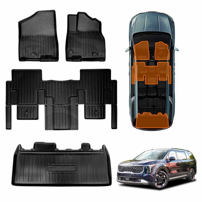 3D Heavy Duty Car Mats Boot Liner Floor Liner Front&Rear for Kia Carnival KA4 Series 2020-Onwards
