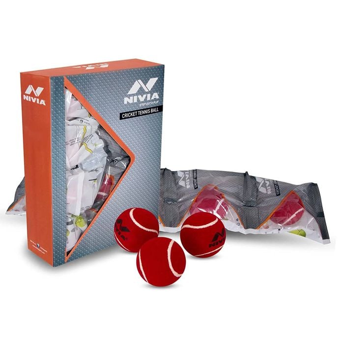 Nivia Heavy Tennis Ball Cricket Ball (Pack of 12), Red
