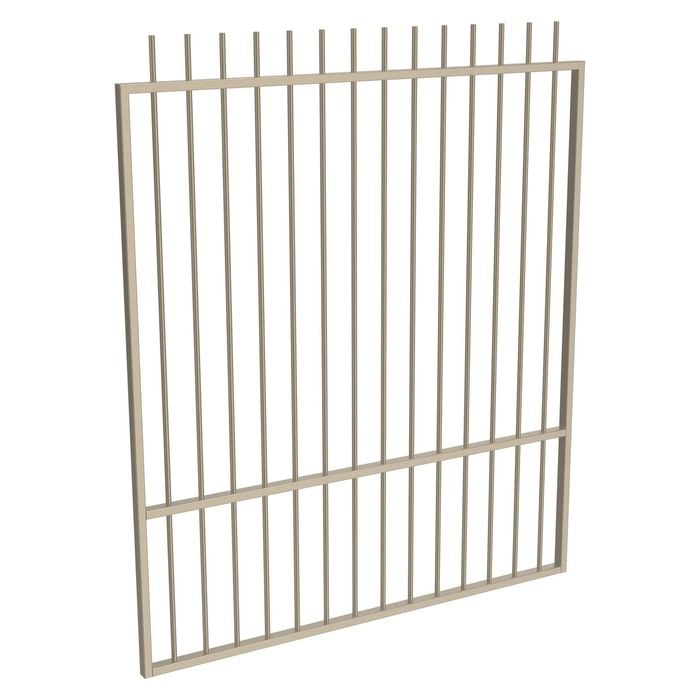 ProtectorAl 1201 - 1500 x 1800mm Paperbark Aluminium Garden Gate Picket Top with Mid Rail